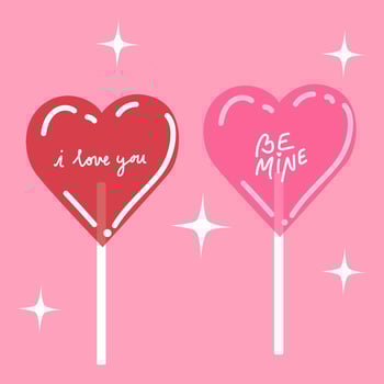 Happy Valentine's Day. Sweet Heart Lollipop Candy retro poster. Perfect as wall art, Valentines gift card, poster and invitation. I love you, be mine inscription vector