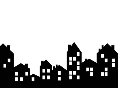 house building skyline silhouette illustration vector