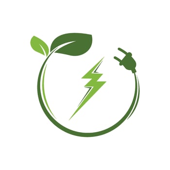 Save energy symbol. Energy icon with green leaf. Eco friendly, environmentally vector