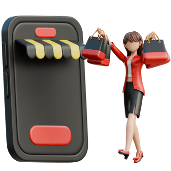 Girl Running Towards a Store 3D Black Friday Shopping Girl Illustration png