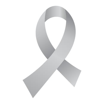 Grey ribbon awareness Brain Tumors, Allergies, Brain Cancer, Asthma, Diabetes, Aphasia, Mental Illness. Isolated on white background vector