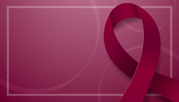 Multiple Myeloma Awareness Month concept. Banner template with burgundy ribbon. vector
