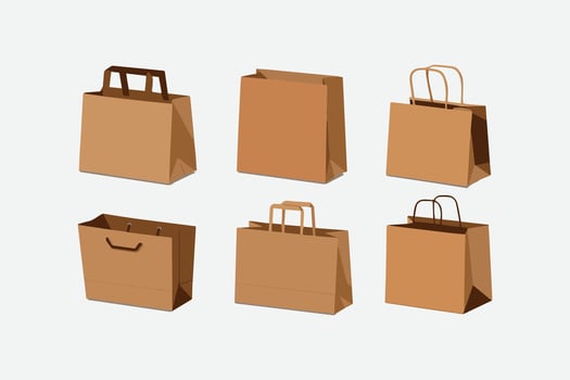 illustration craft brown paper bags set on a white background vector