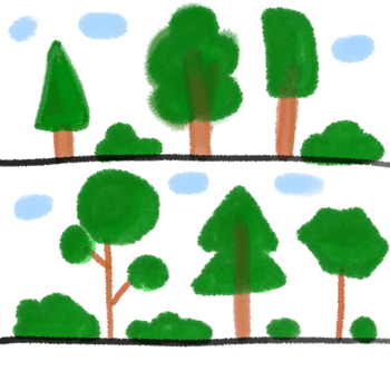 Colorful Hand-Drawn Forest Landscape png