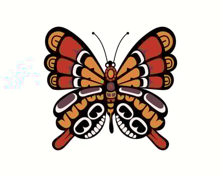 Native Butterfly symbolizes transformation, metamorphosis, beauty, balance, and grace vector
