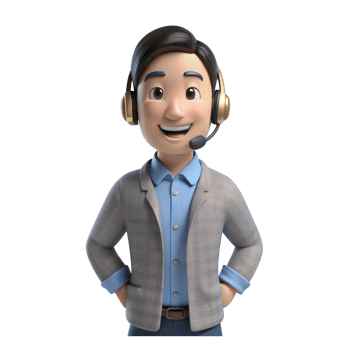 3D Cartoon Man with Headset and Smile png