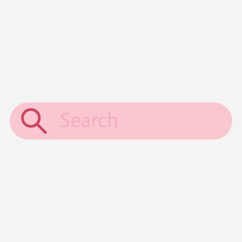 A pink search bar with a magnifying glass icon and the word Search vector