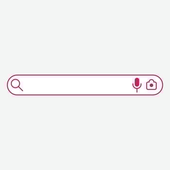 A graphic representation of a search bar with icons for voice and image search. vector