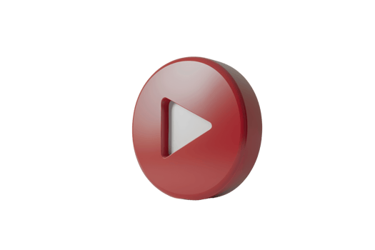 Red play button isolated on transparent background. png