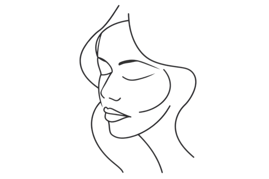 black line drawing of a woman's face png