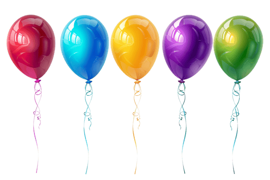 Five colorful balloons. png