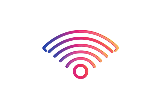 This is a photo of a glowing, multicolored Wi-Fi symbol. png