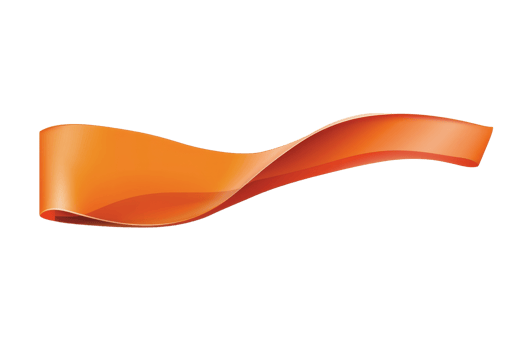 Orange abstract shape resembling a ribbon, suitable for use as a logo or graphic element. png