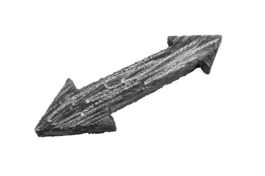 Black metal arrow pointing to the upper right. png