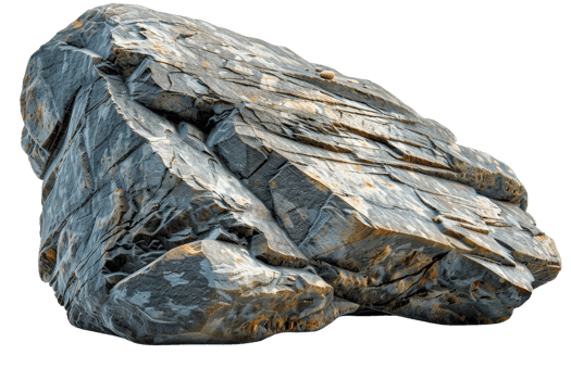 A large rock with a rough surface and a few cracks. The rock is grey and he is weathered png