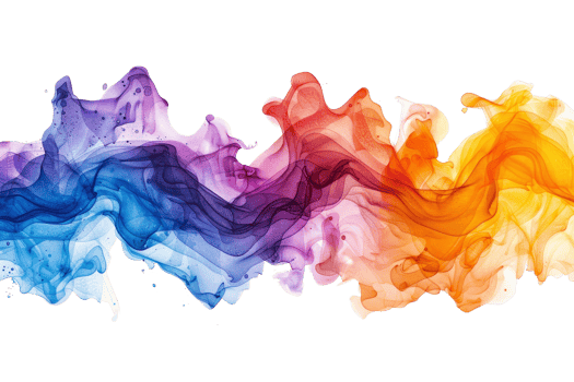 A colorful line of smoke with a yellow and orange section. The line is very long and has a lot of different colors png