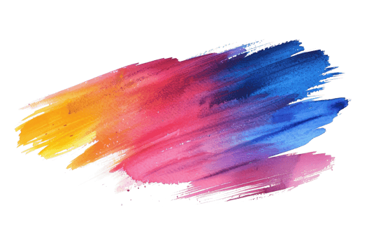 Abstract colorful paintbrush stroke blending vibrant shades of red, blue, and yellow, ideal for creative artwork and design projects. png