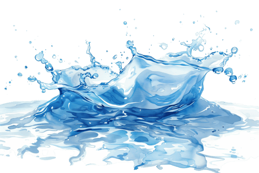 A dynamic and refreshing splash of blue water captured in mid-air, perfect for illustrating concepts of freshness, purity, and energy. png