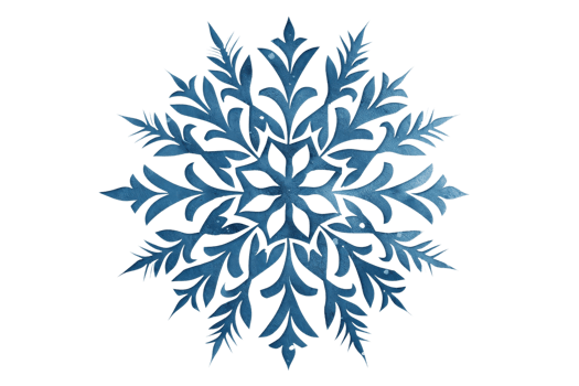 Blue and white snowflake isolated on transparent background. png