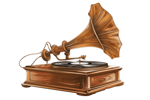 Nostalgic image of a vintage record player. png