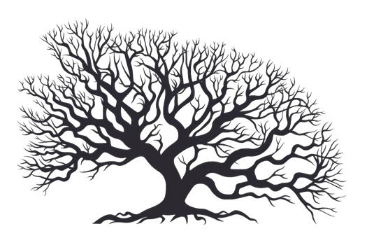 black tree with a lot of branches on a transparent background. png