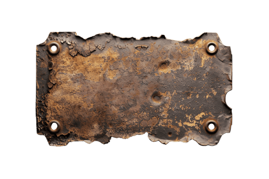 rusty metal plate with bullet holes png