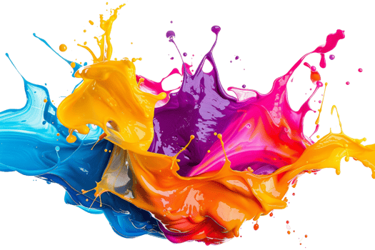 A splash of paint with a rainbow of colors. The colors are bright and vibrant, creating a sense of energy and excitement. The splatter of paint is chaotic and unpredictable png