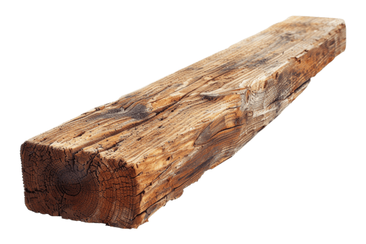 A long piece of wood with a few cracks and splinters. It is brown in color. The wood appears to be old and weathered png