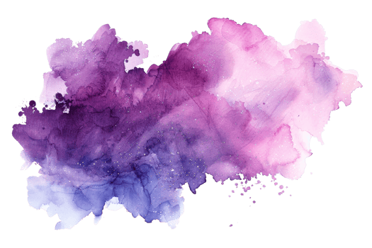 A purple and pink watercolor painting of a cloud. The painting is full of color and has a dreamy, ethereal quality. The colors seem to blend together seamlessly, creating a sense of movement png
