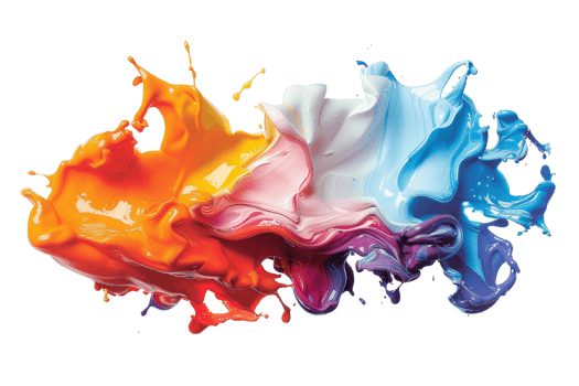 A splash of paint with a rainbow of colors. The colors are bright and vibrant, creating a sense of energy and excitement. The splatter of paint is chaotic and unpredictable png