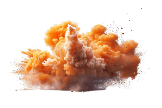 A large orange cloud of smoke is billowing out of a fire. The smoke is thick and hazy, and it seems to be coming from a large explosion. The scene is chaotic and intense png
