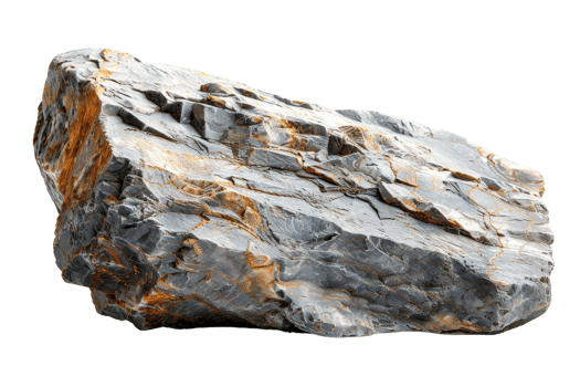 A large rock with a few brown spots on it. The rock is grey and black in color png