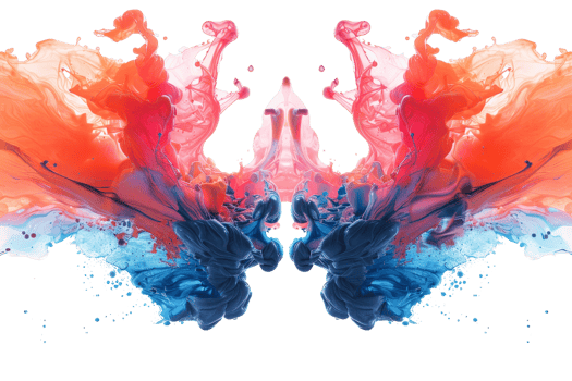 The image is a colorful explosion of paint, with red, blue, and orange splatters png