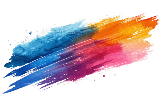 Colorful abstract paint brush stroke with bright blue, orange, pink, and purple hues. Perfect for creative and artistic designs. png