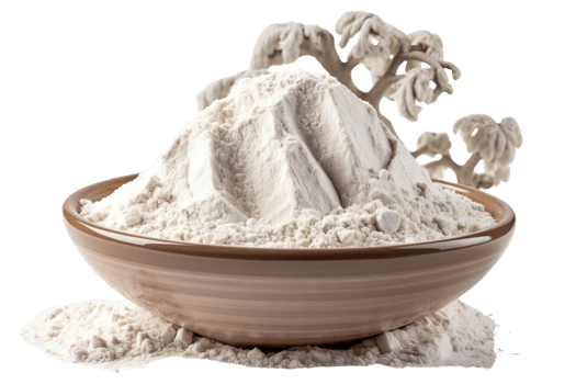 A bowl of white powder with a tree in the background png