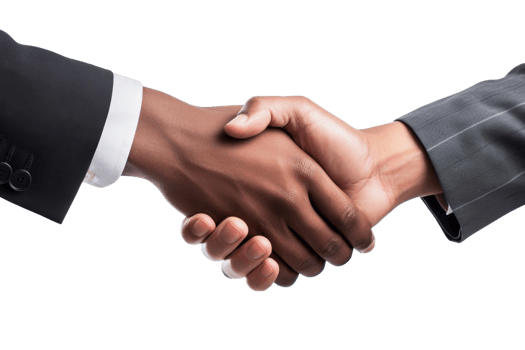 Two men shake hands in a business meeting. The handshake is a symbol of agreement and trust. Concept of professionalism and respect png