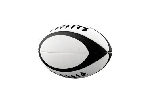 A white and black football with the word ball on it. The ball is in the air and is not touching the ground png