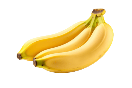 Fresh ripe yellow bananas isolated on transparent background. Perfect for health-conscious diets, snacks, and smoothies. High-quality stock photo. png