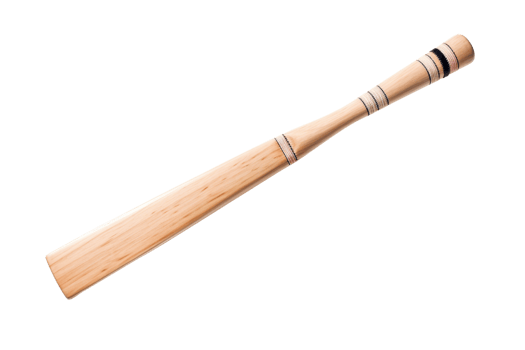A wooden bat with a black and white design. The bat is long and thin png