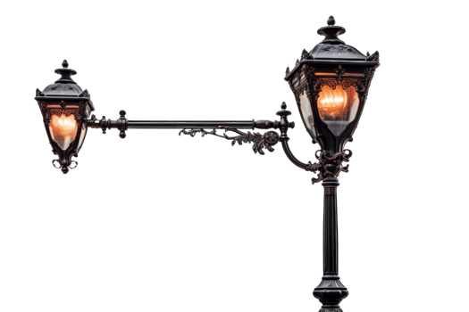 A street light with two lamps hanging from it png