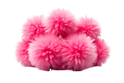 A bunch of pink pom poms are piled on top of each other. The pom poms are fluffy and soft, giving the impression of a cozy and warm atmosphere png