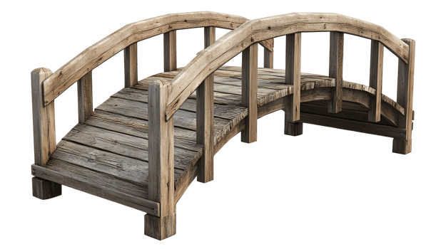 Small wooden footbridge rustic wooden bridge old retro wooden footbridge small wooden bridge angle view transparent background png