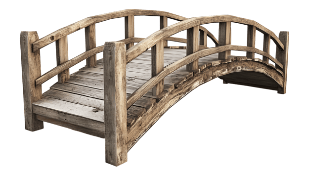 Wooden footbridge with railings wooden park bridge rustic wooden footbridge wooden footbridge angle look transparent background png
