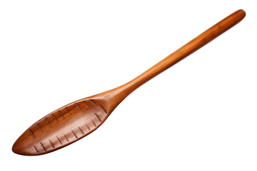 This is a carved wooden spoon featuring an intricate design, perfect for use in kitchens or as a decorative piece. png