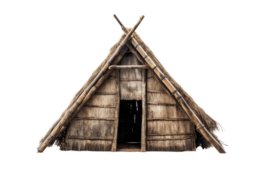 A small hut made of straw and wood. The hut is old and has a rustic appearance png