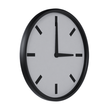 Black Analog Clock - Medium View at 45 Degrees png