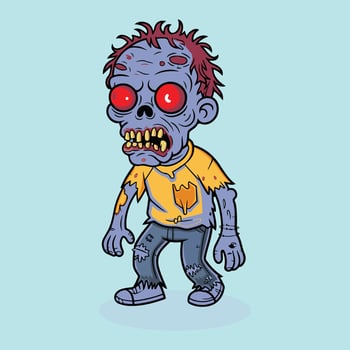 angry red eyes Scary Zombie isolated illustration. vector