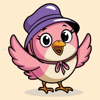 Cute Pink Bird Dancing mascot cartoon illustration. vector