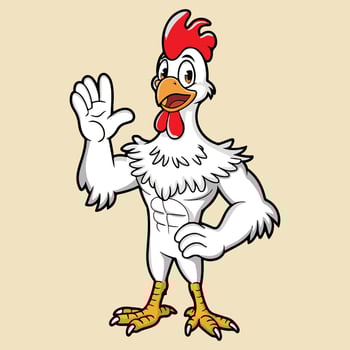 Hero Chicken cartoon art A funny Cartoon Illustration. vector