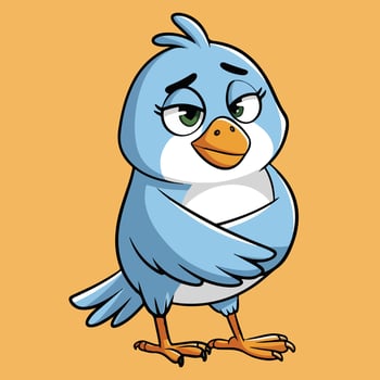Blue Bird Upset cartoon Clipart Illustration. vector
